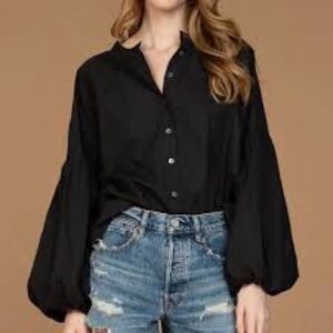 Olivia James The Label,Black,Lightweight Women's Top,Ballooned Sleeves, Size S